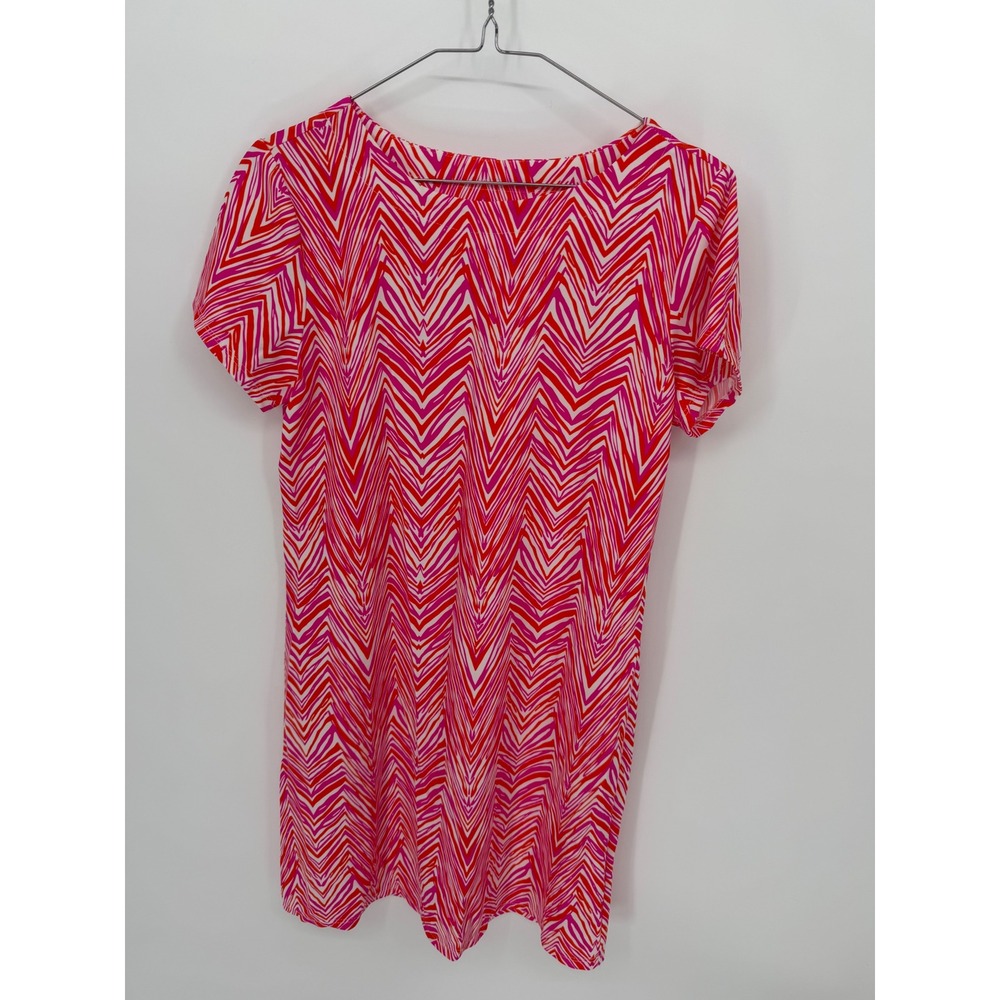 Jude Connally Womens Dress Chevron Zigzag Pink Orange XS